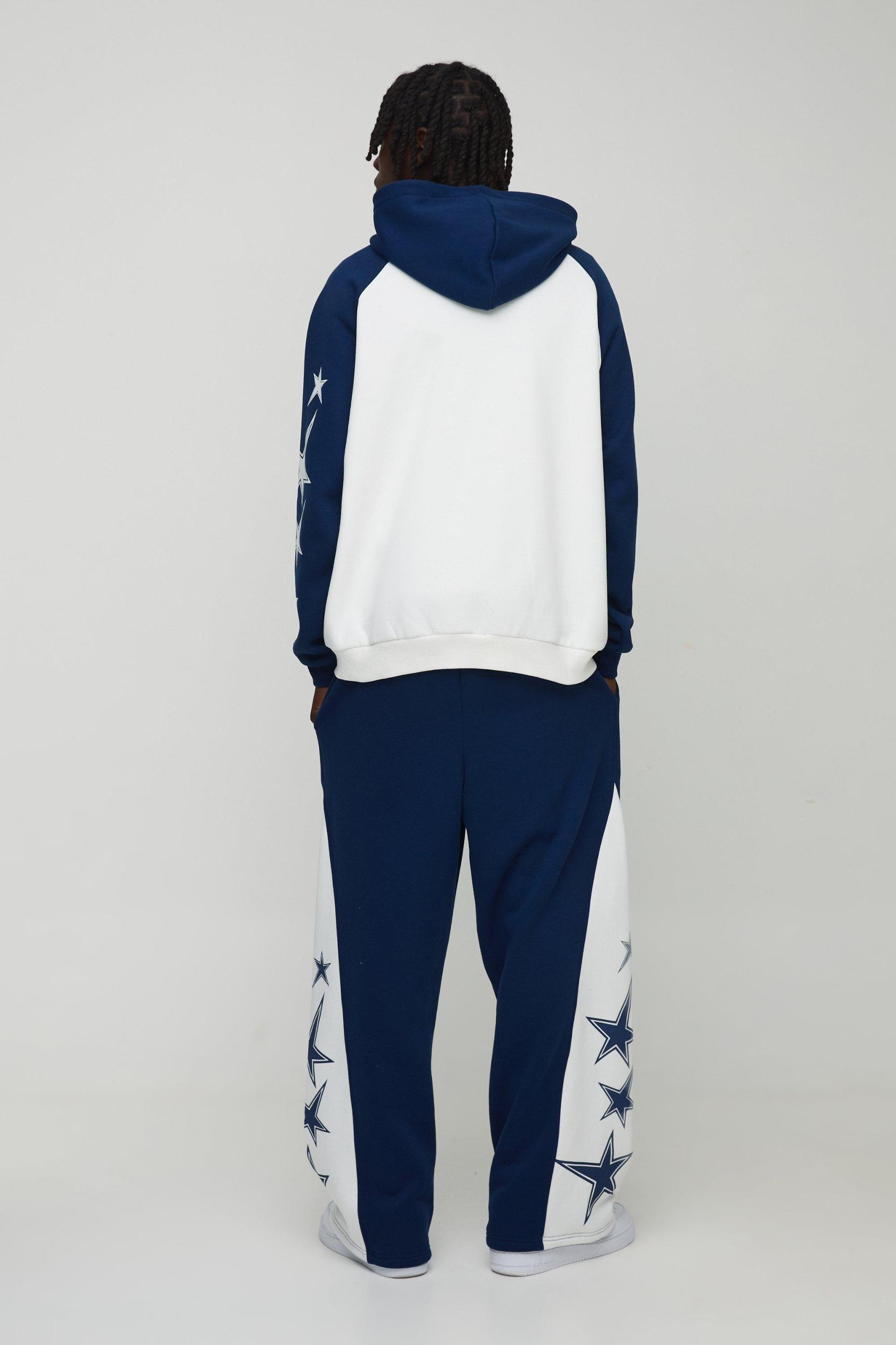Oversized Raglan Homme Star Gusset Zip Through Hooded Tracksuit | boohooMAN USA Product Image