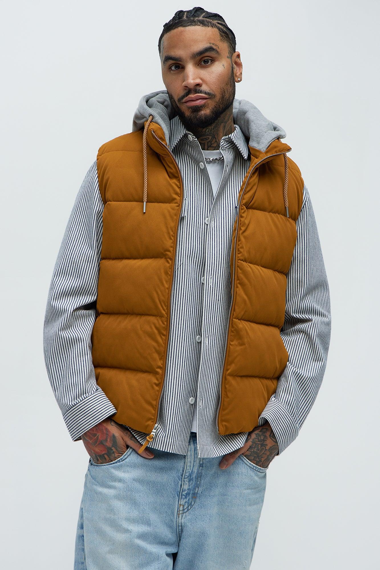 Heartbreak Puffer Vest With Hood - Mustard Product Image