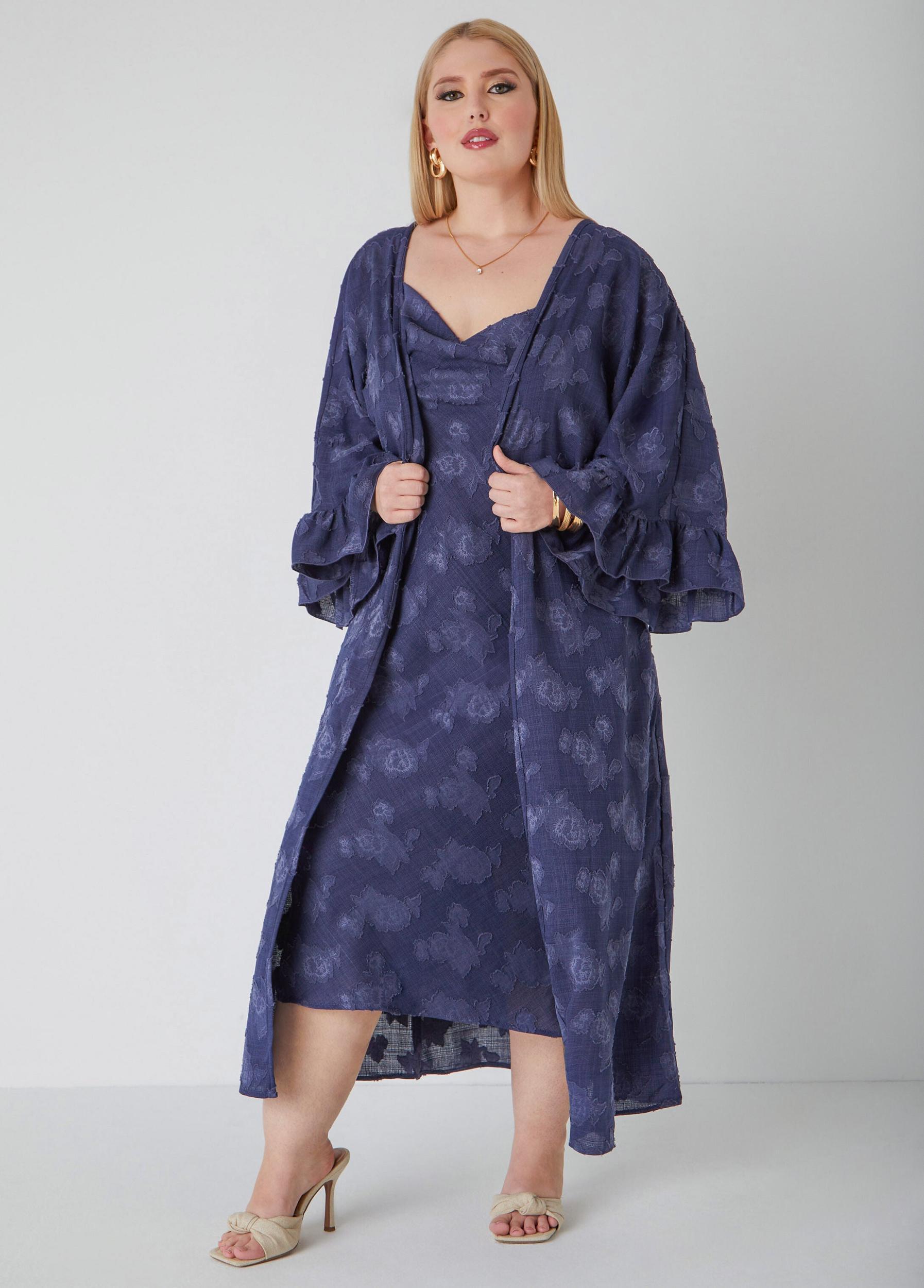 Textured Floral Duster Product Image