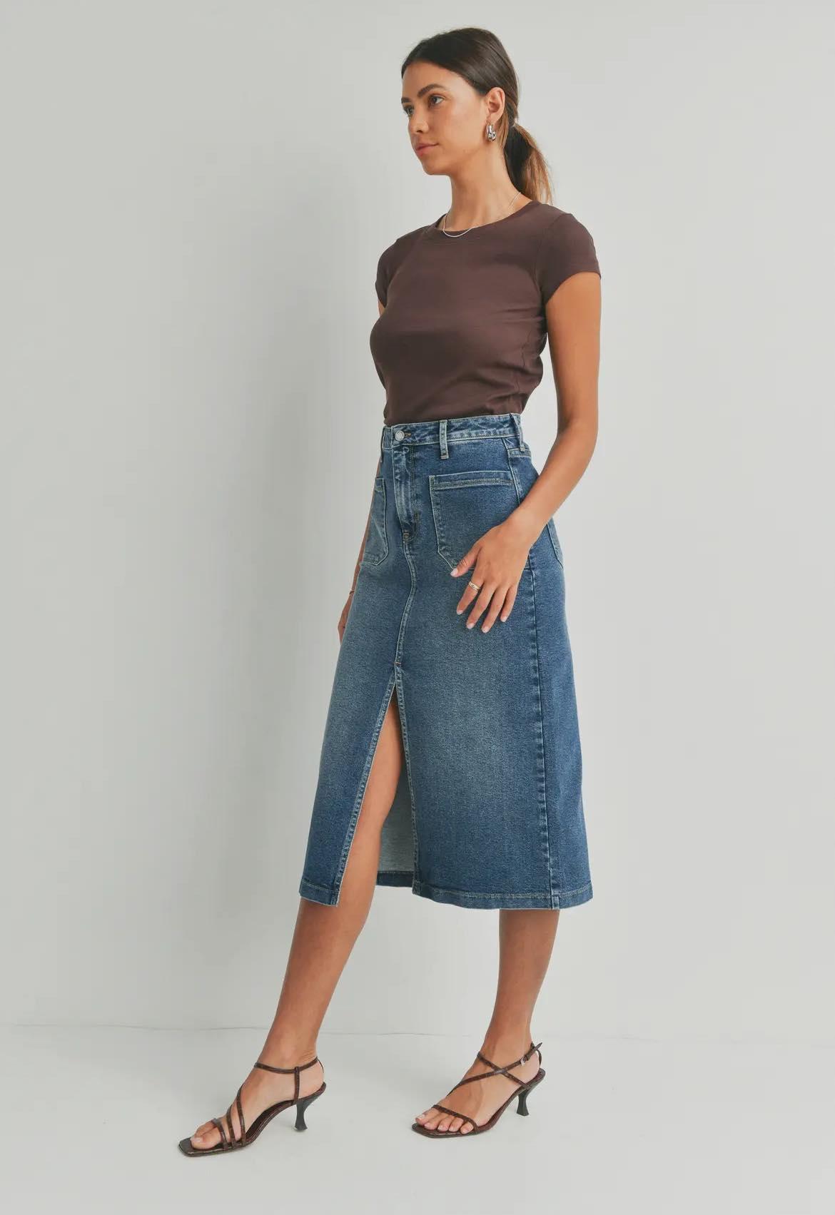 Utility Pocket Denim Skirt Product Image