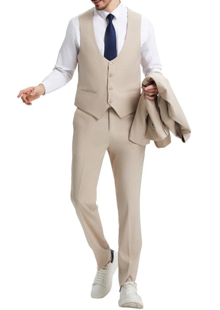 Stacy Adams - Tan 3 Piece Hybrid Fit Suit With Expandable Waist Band Product Image
