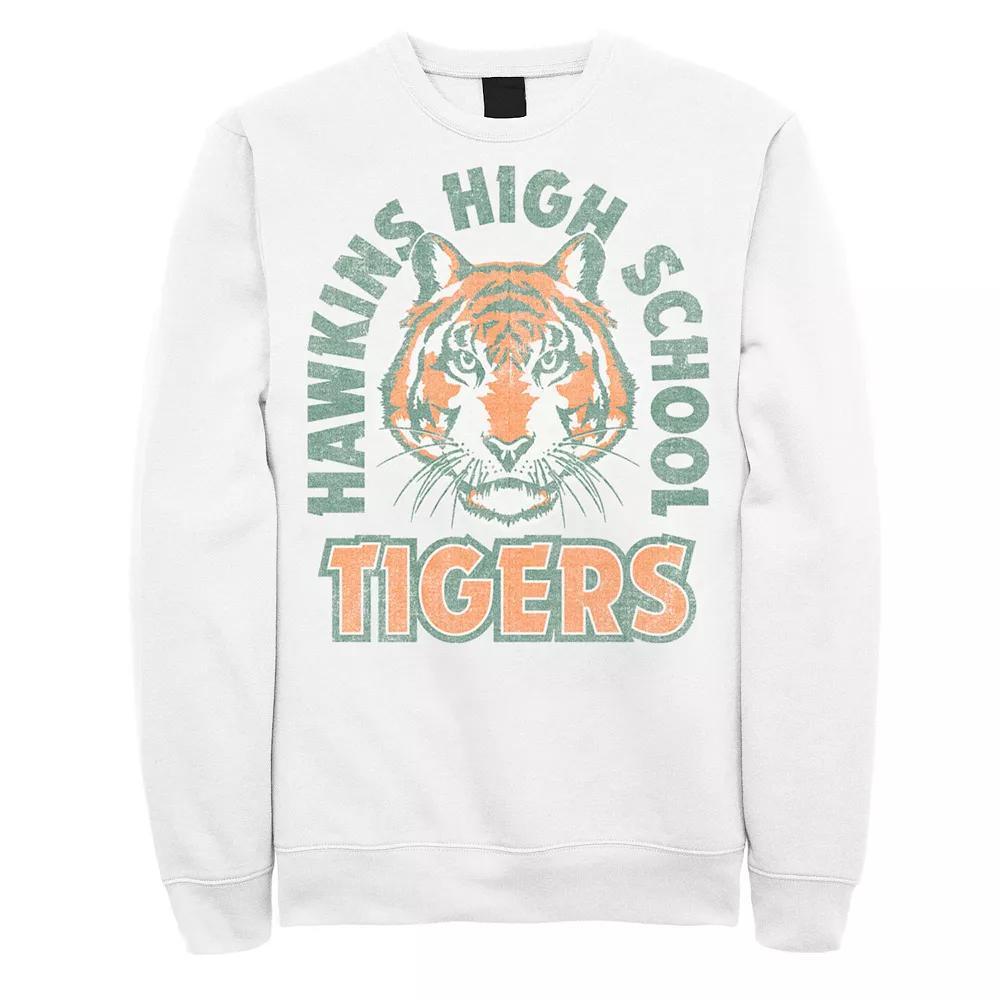 Men's Netflix Stranger Things Hawkins High School Tigers Arch Sweatshirt, Size: Small, White Product Image