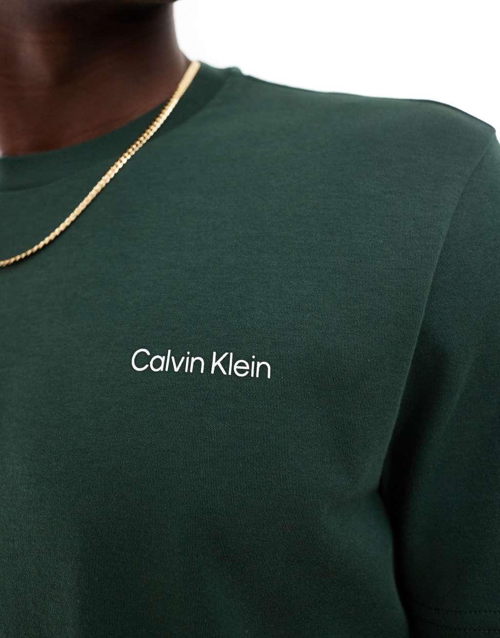 Calvin Klein micro logo interlock t-shirt in mid green Product Image