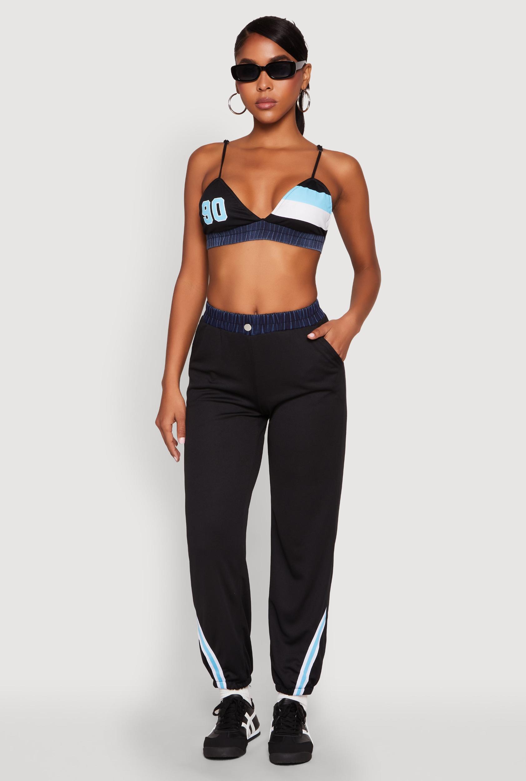 Womens Contrast Trim High Waisted Joggers Product Image
