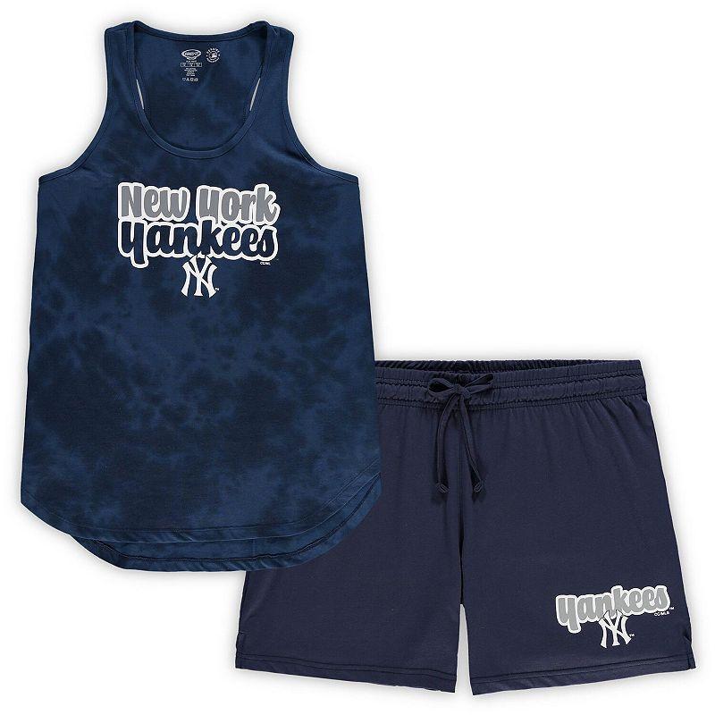 Women's Concepts Sport Navy New York Yankees Plus Size Cloud Tank Top & Shorts Sleep Set, Size: 3XL, Blue Product Image