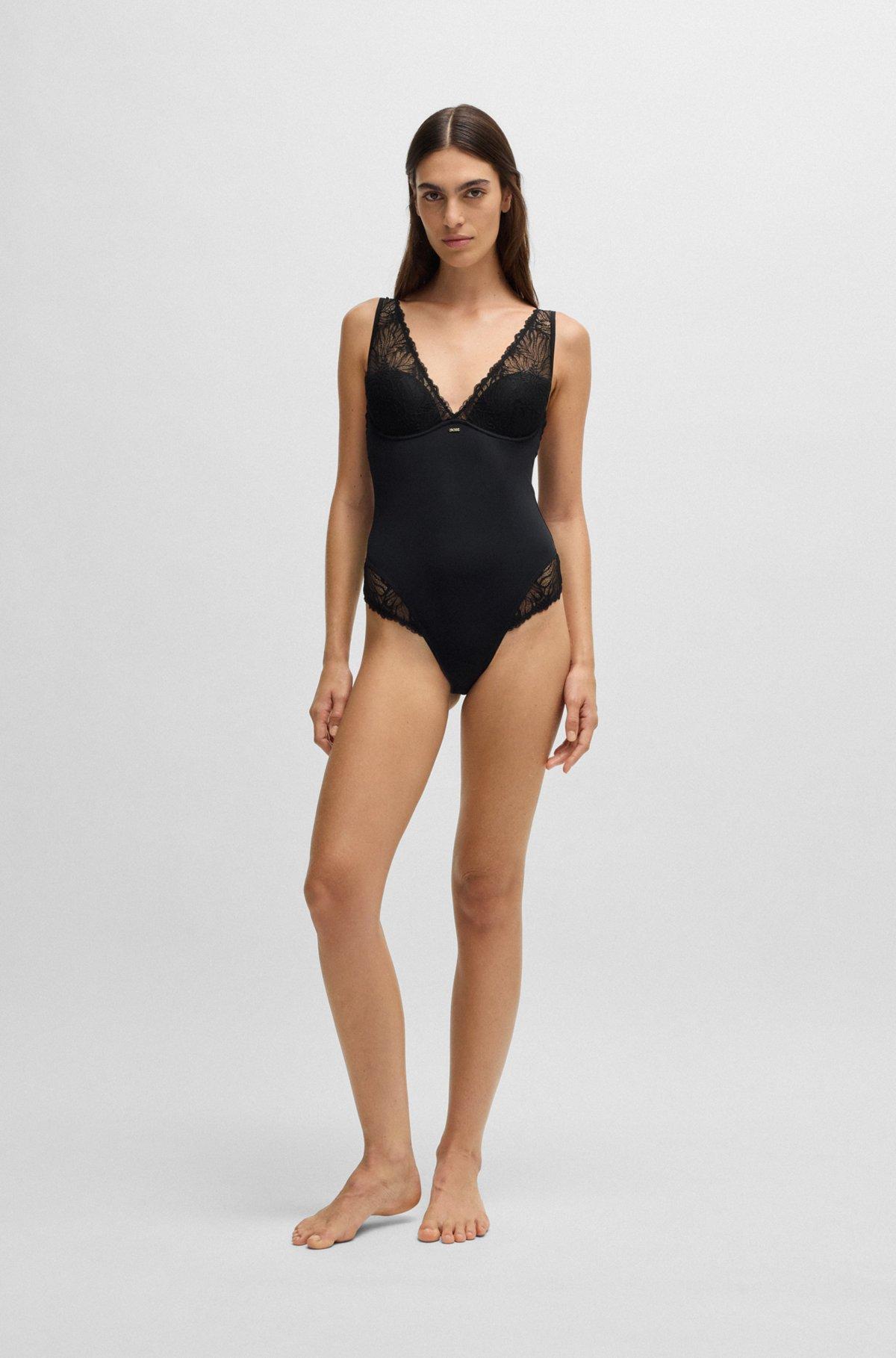 Lace-trim bodysuit with logo detail Product Image