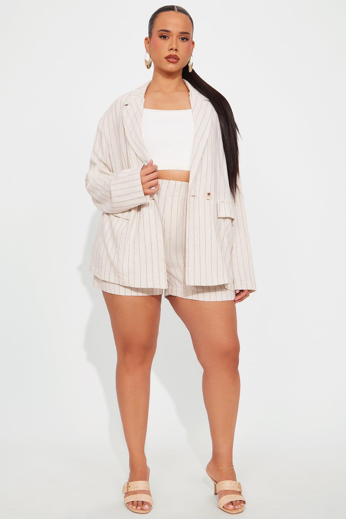 Monterey Linen Blazer Short Set - Natural/Combo Product Image