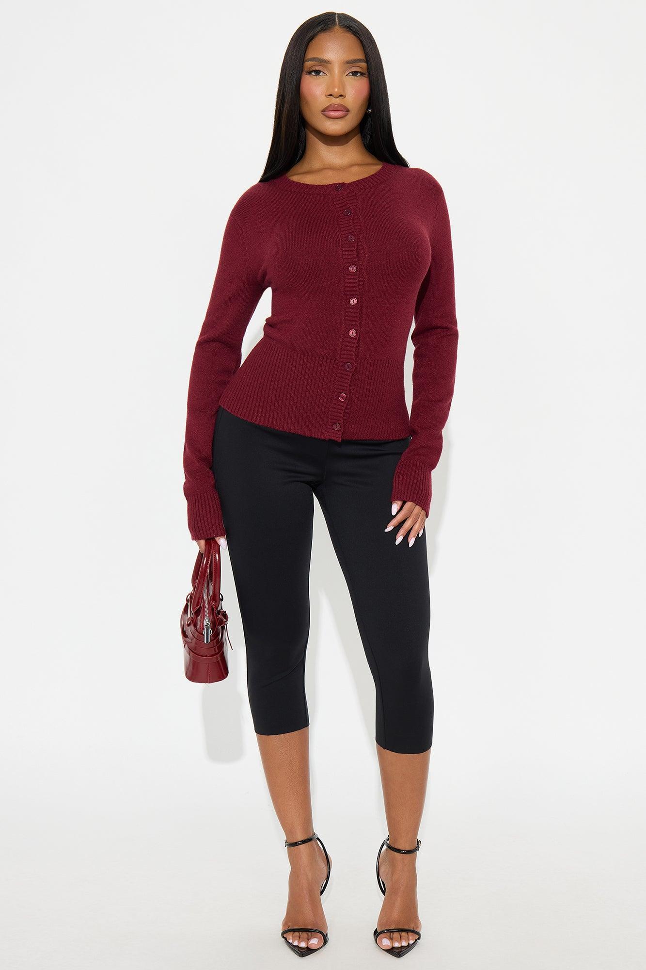 Miss Me Everyday Cardigan - Burgundy Product Image