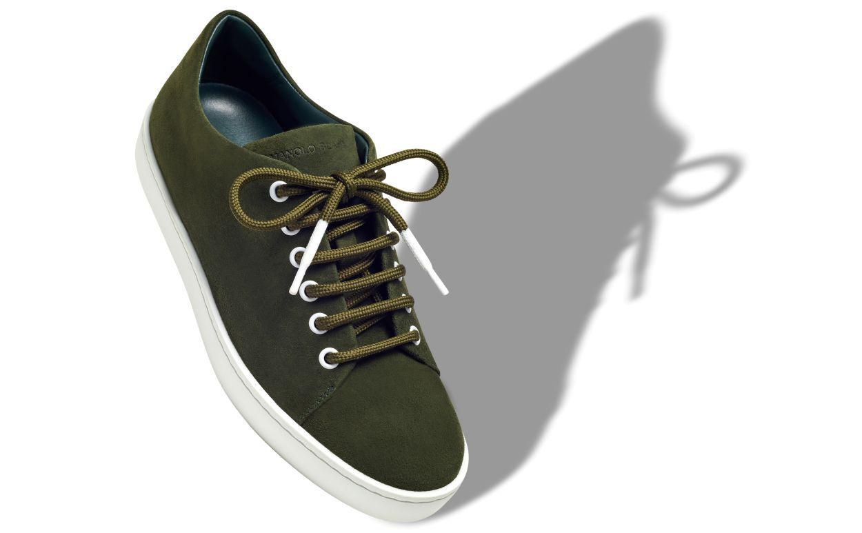 SEMANADA Dark Green Suede Low Cut Sneakers Product Image