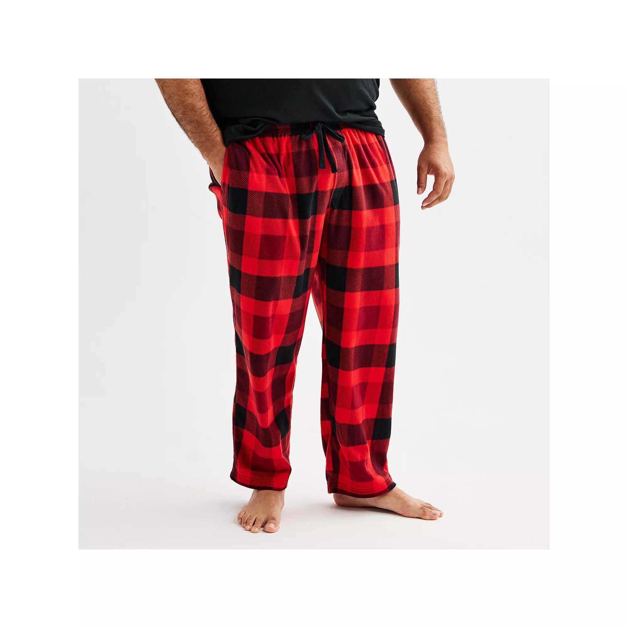 Big & Tall Sonoma Goods For Life® Microfleece Pajama Pants, Men's, Size: 2XB, Retro Plaid Red Black Product Image