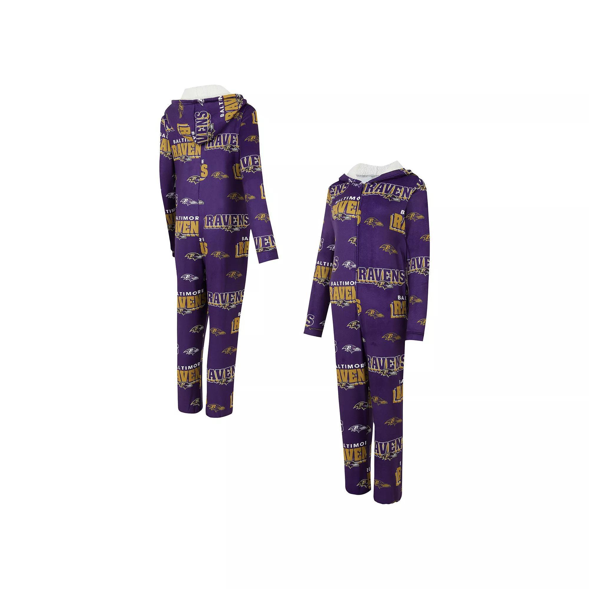 Women's Concepts Sport Purple Baltimore Ravens  Roadway Allover Print Microfleece Full-Zip Union Suit, Size: XL Product Image