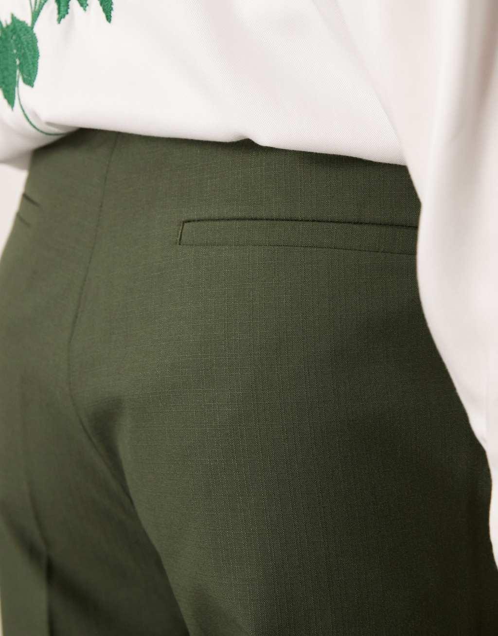 ASOS DESIGN smart high waist straight leg pants with pintucks in dark green Product Image