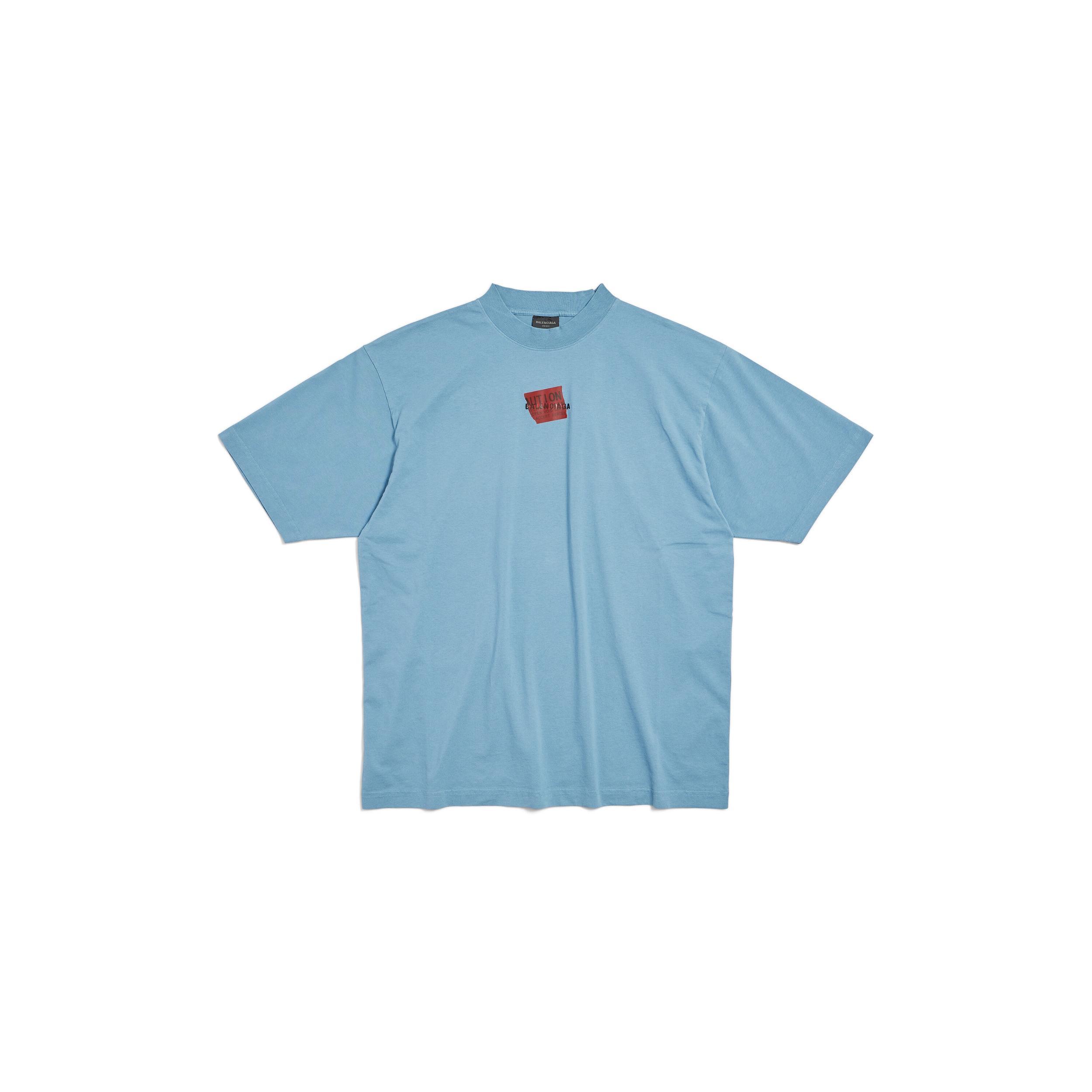 Men's Taped Balenciaga Back T-shirt Medium Fit in Grey Blue Product Image