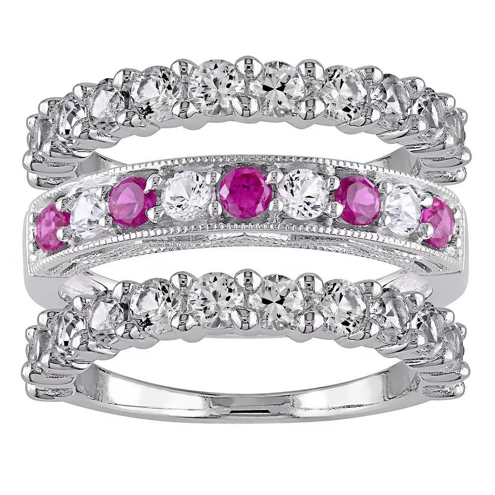 Stella Grace Sterling Silver Lab-Created Ruby & Lab-Created White Sapphire Ring Set, Women's, Size: 5 Product Image