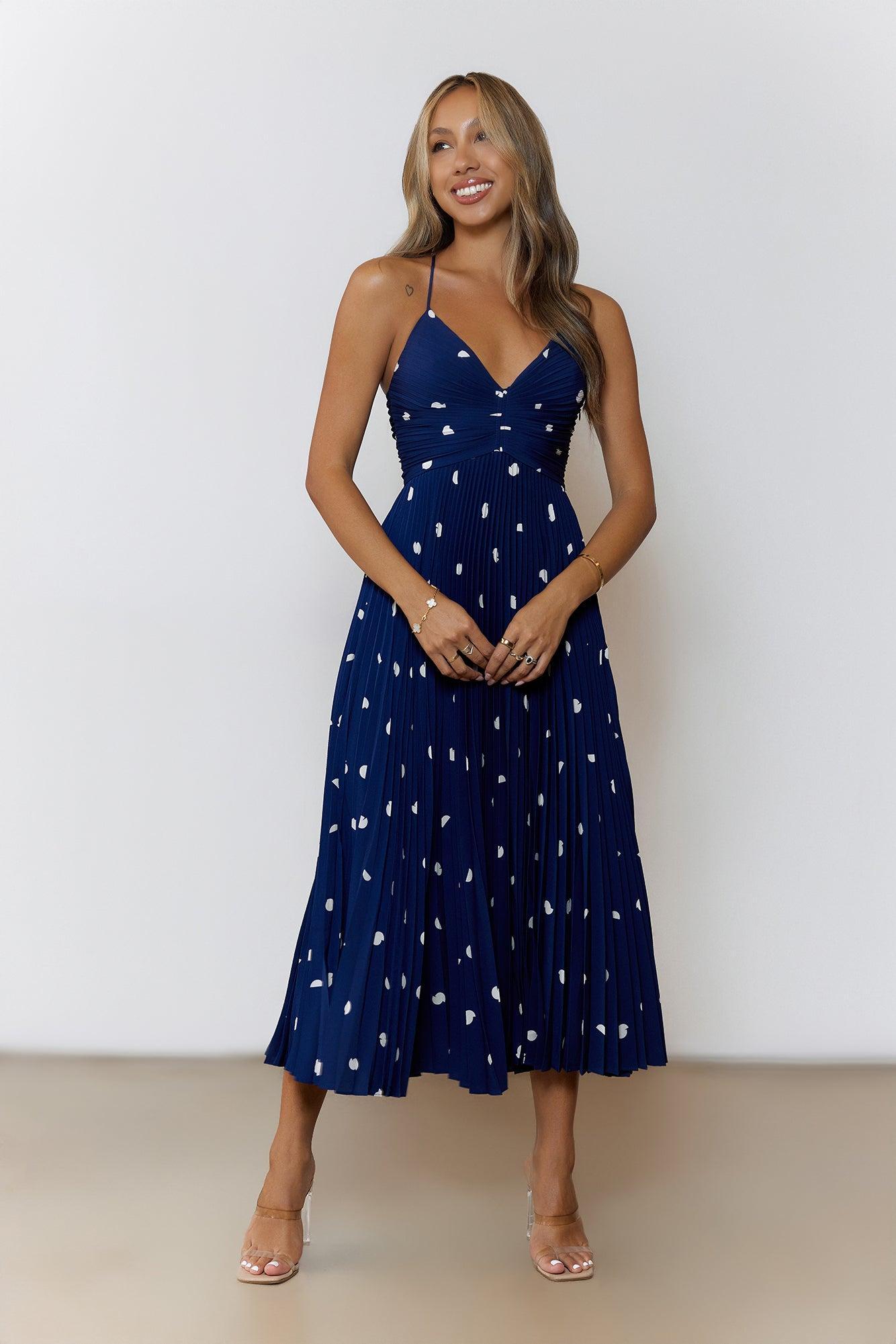Dotty Daydream Midi Dress Navy Product Image