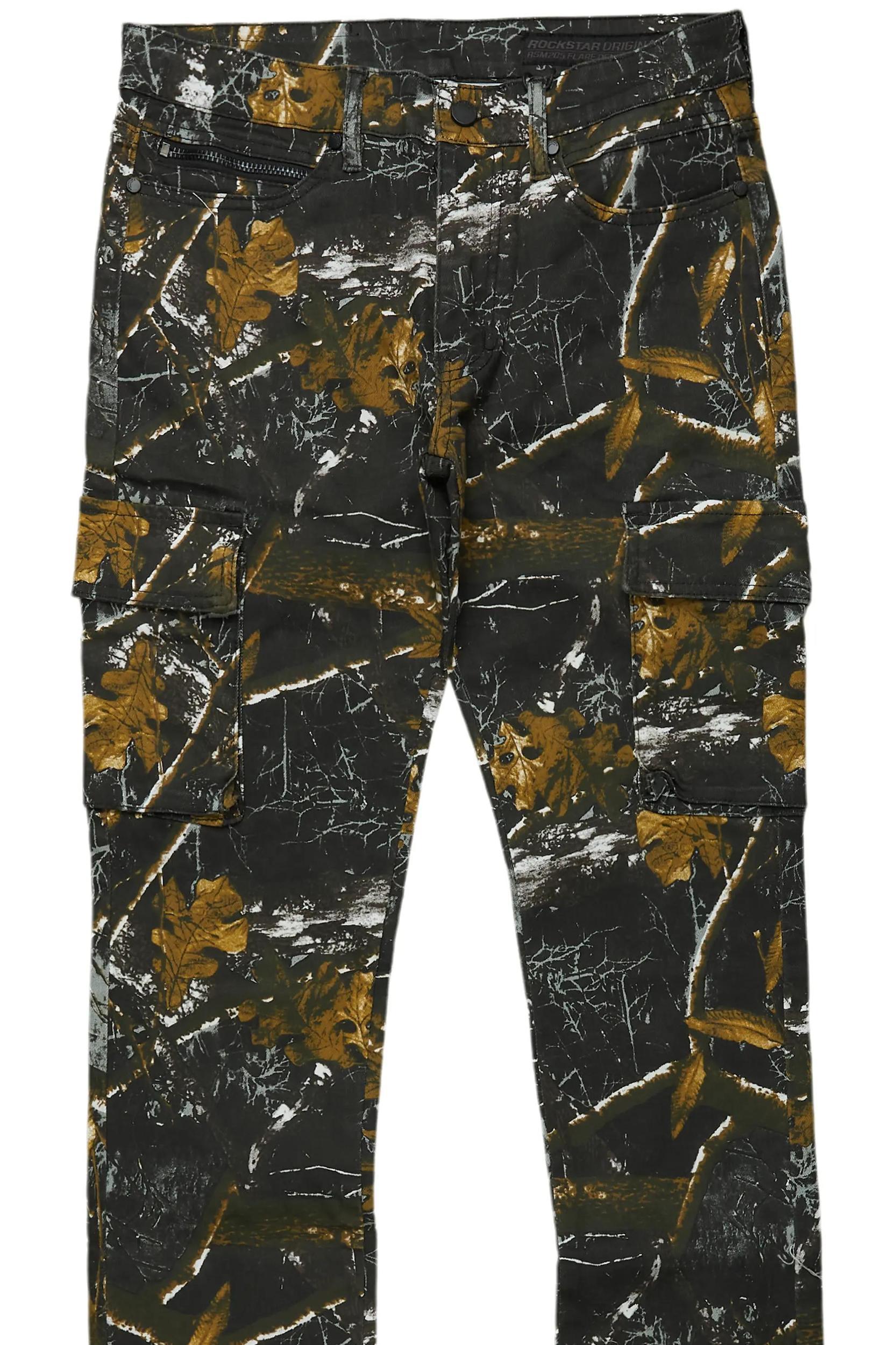 Waage Black Tree Camo Cargo Stacked Flare Jean Male Product Image