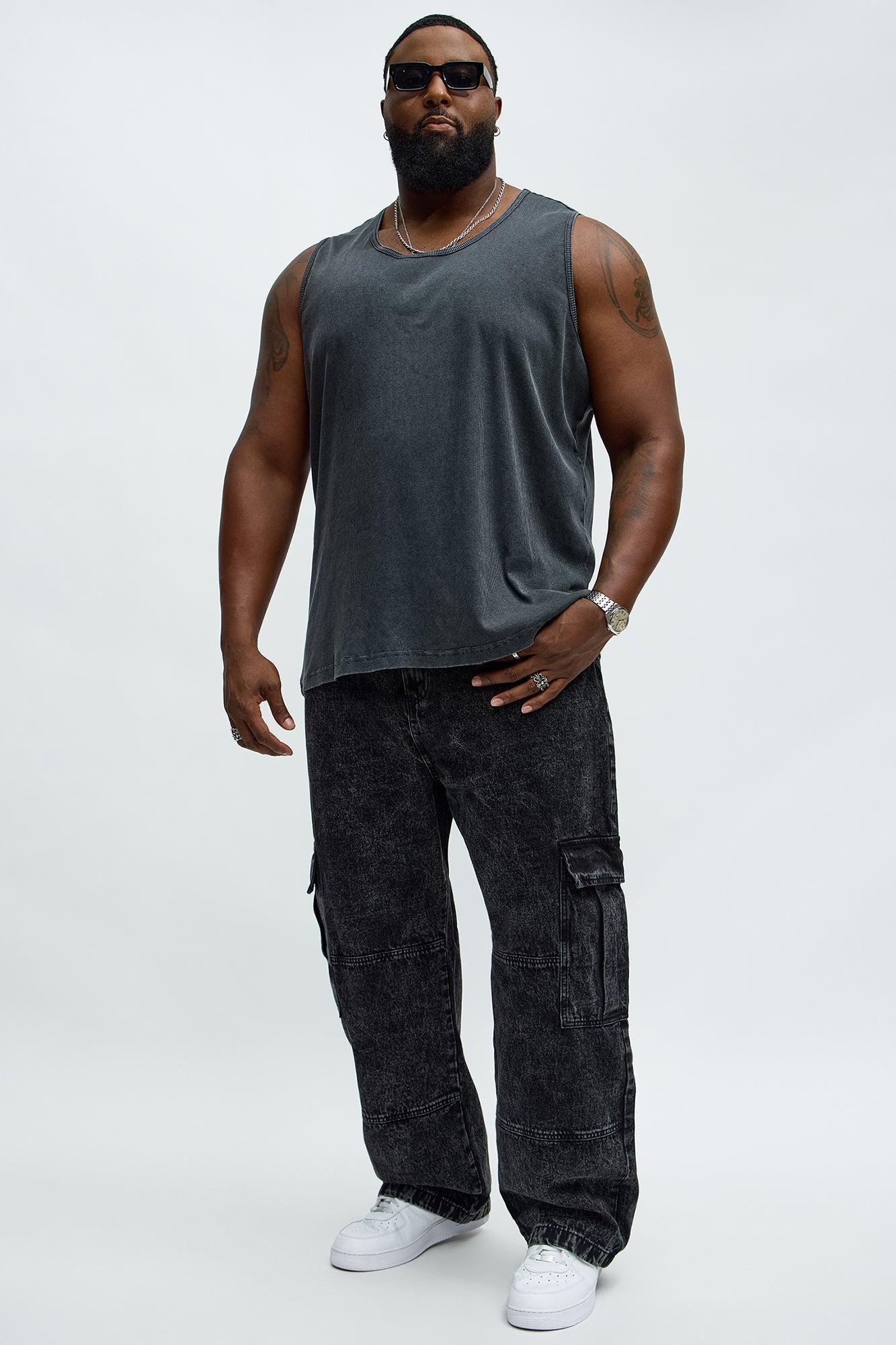 Baggy Minor Panel Cargo Jeans - Black Wash Product Image