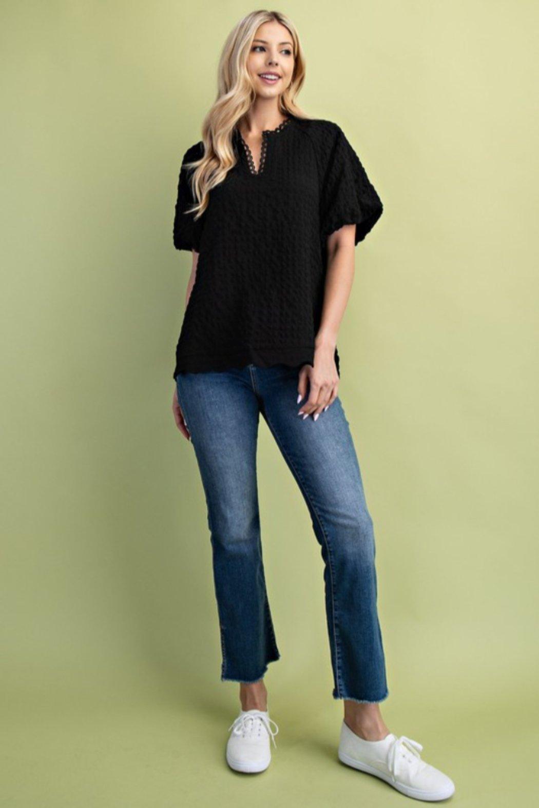Textured Puff Scallop Hem Product Image