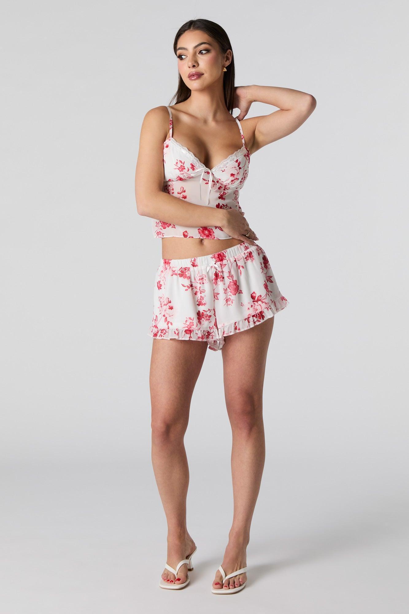 Printed Chiffon Ruffle Short Female Product Image
