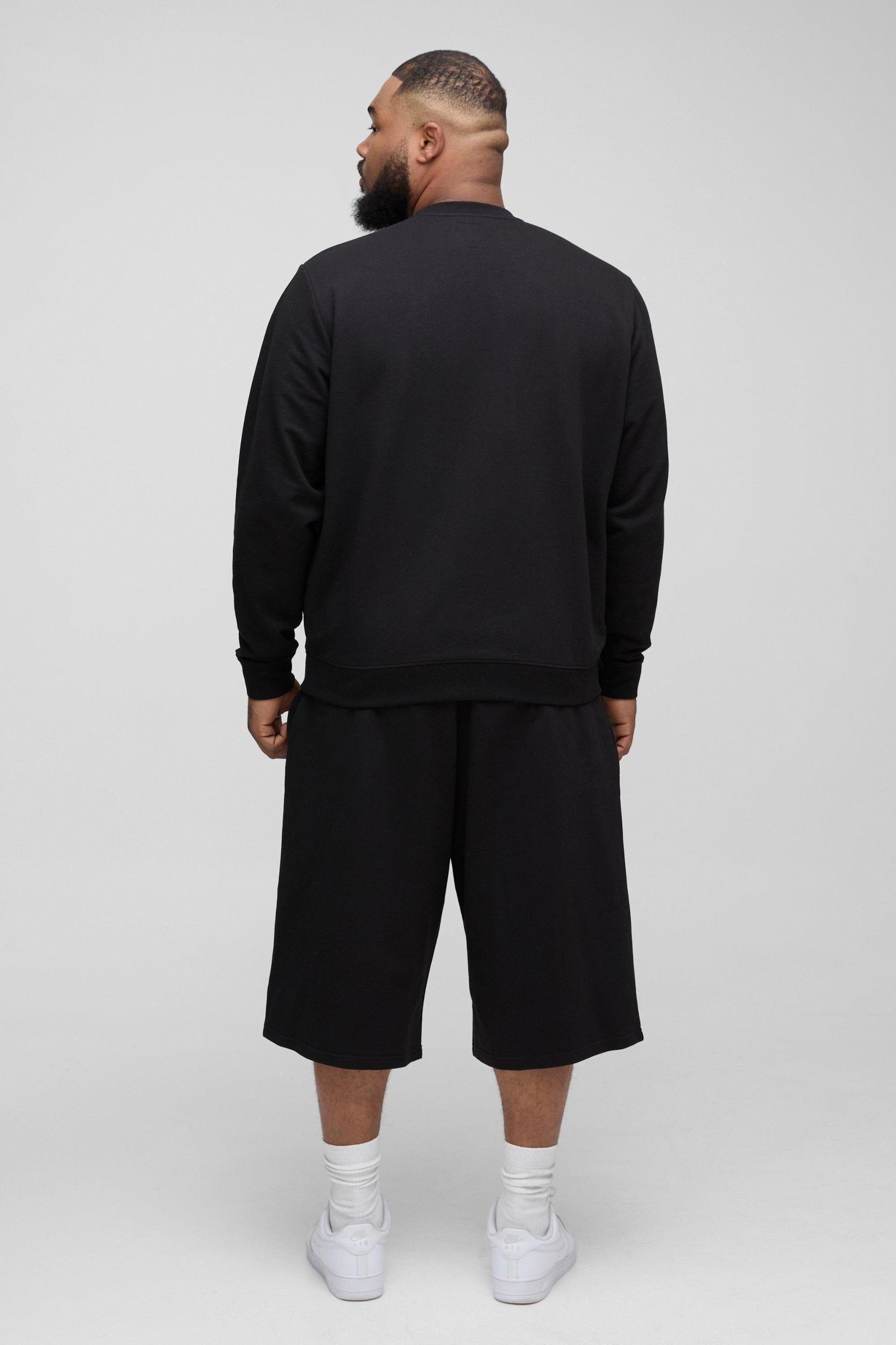 Plus 260GSM Loopback Regular Fit Basic Sweat | boohooMAN USA Product Image