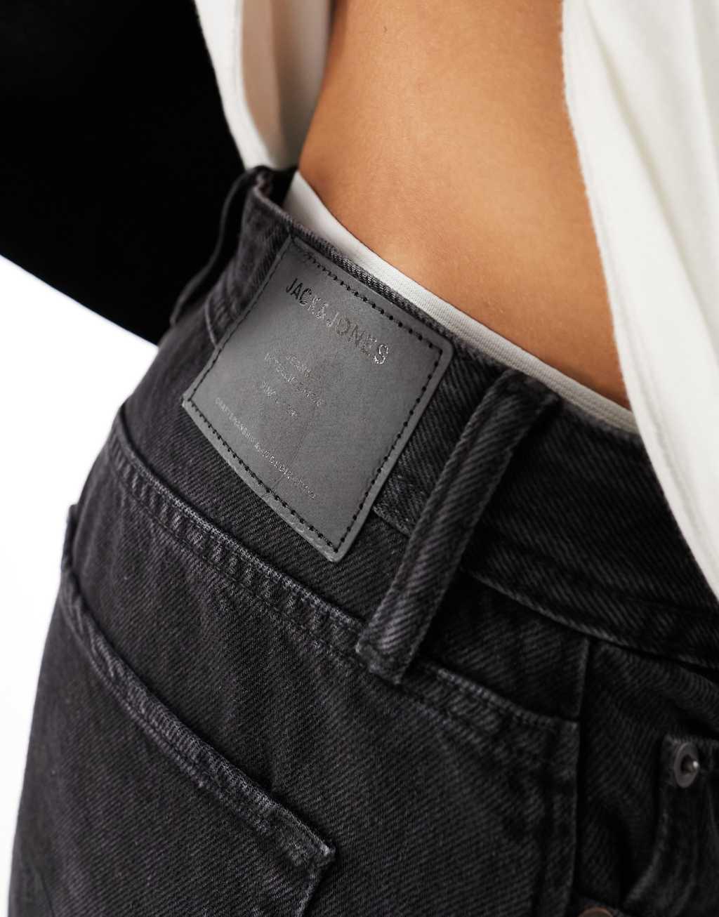 Jack & Jones Alex baggy fit rigid jeans in black Product Image