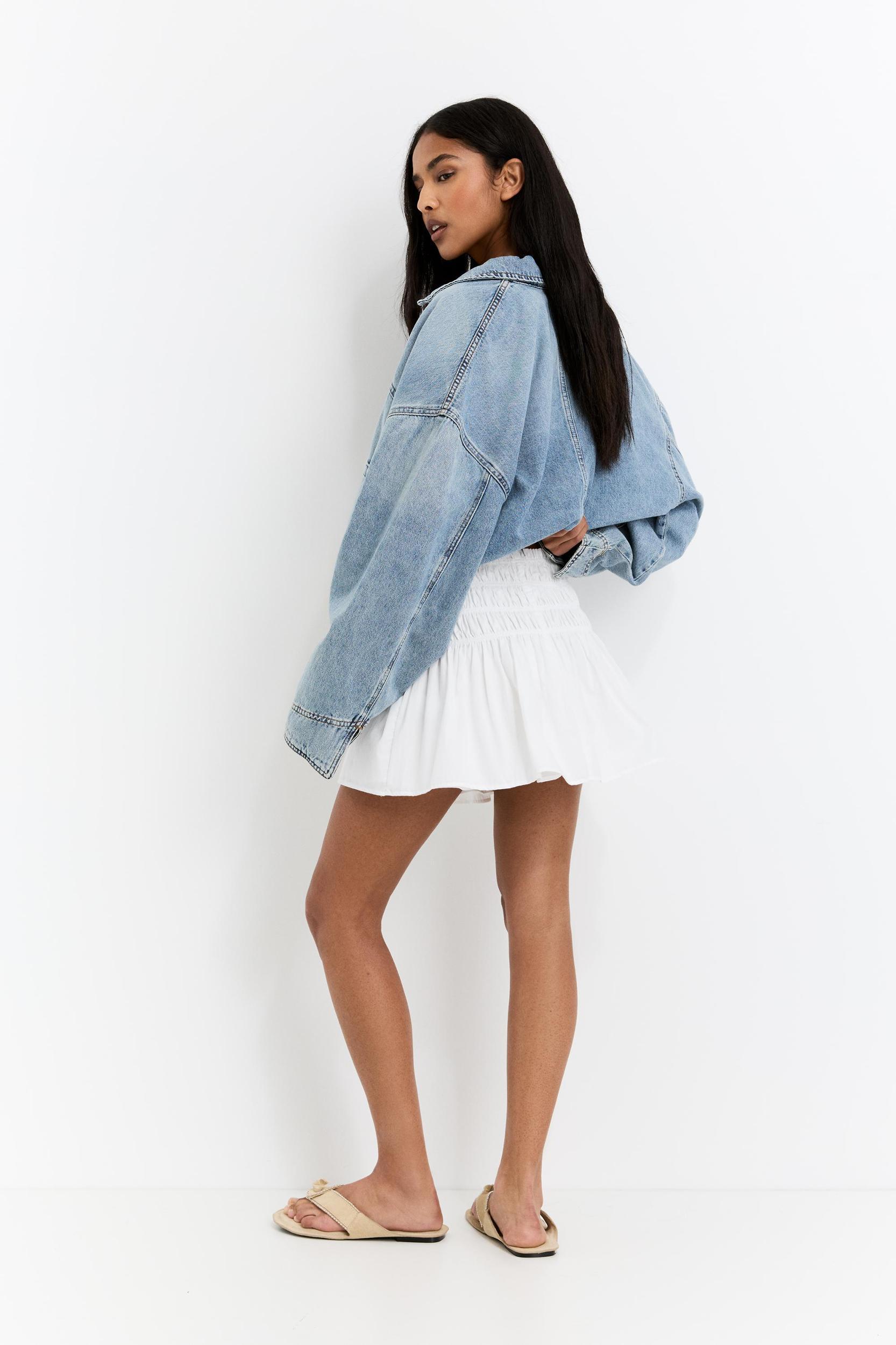 Smocked check mini skirt Product Image