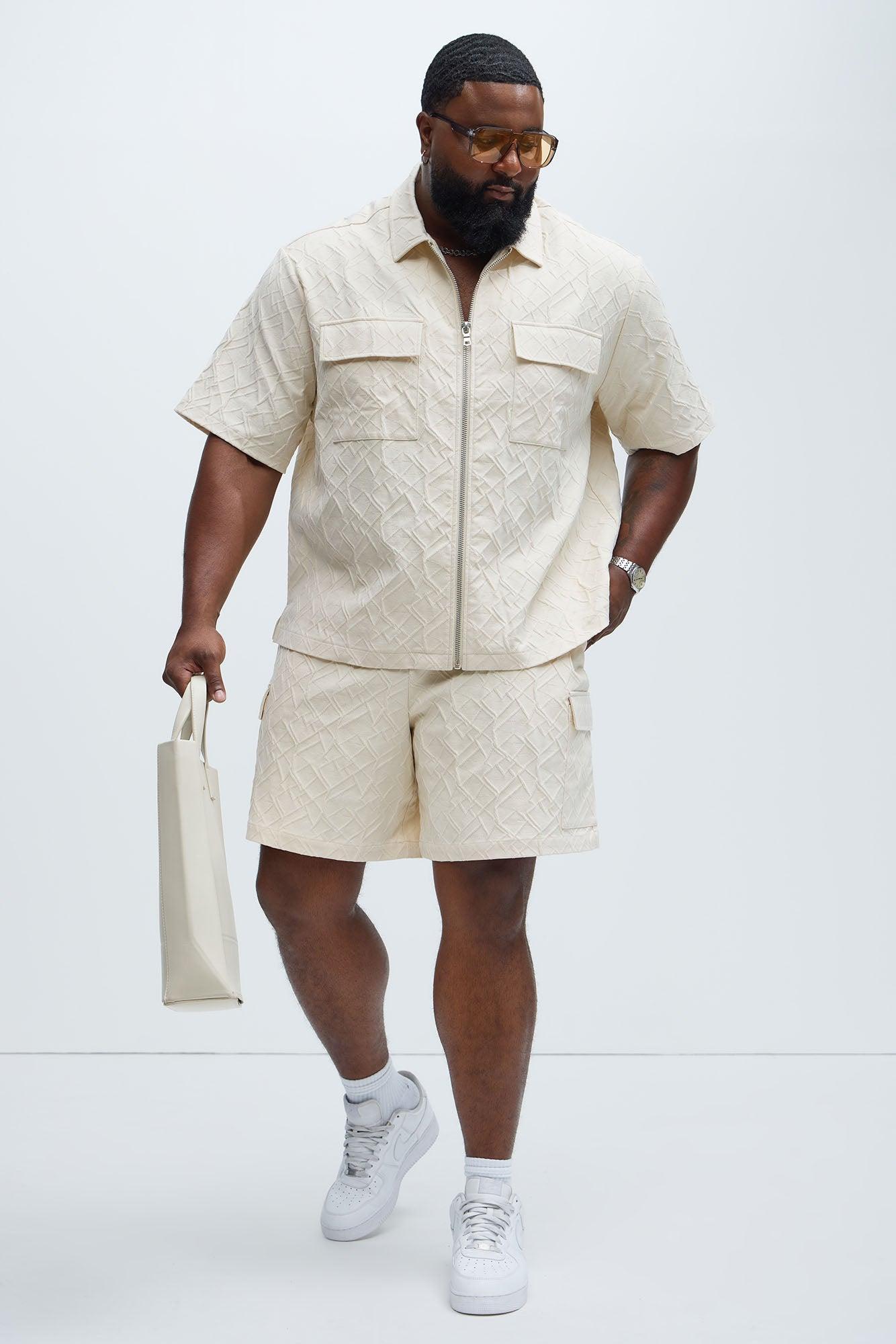 Gerrish Textured Shorts - Cream Product Image