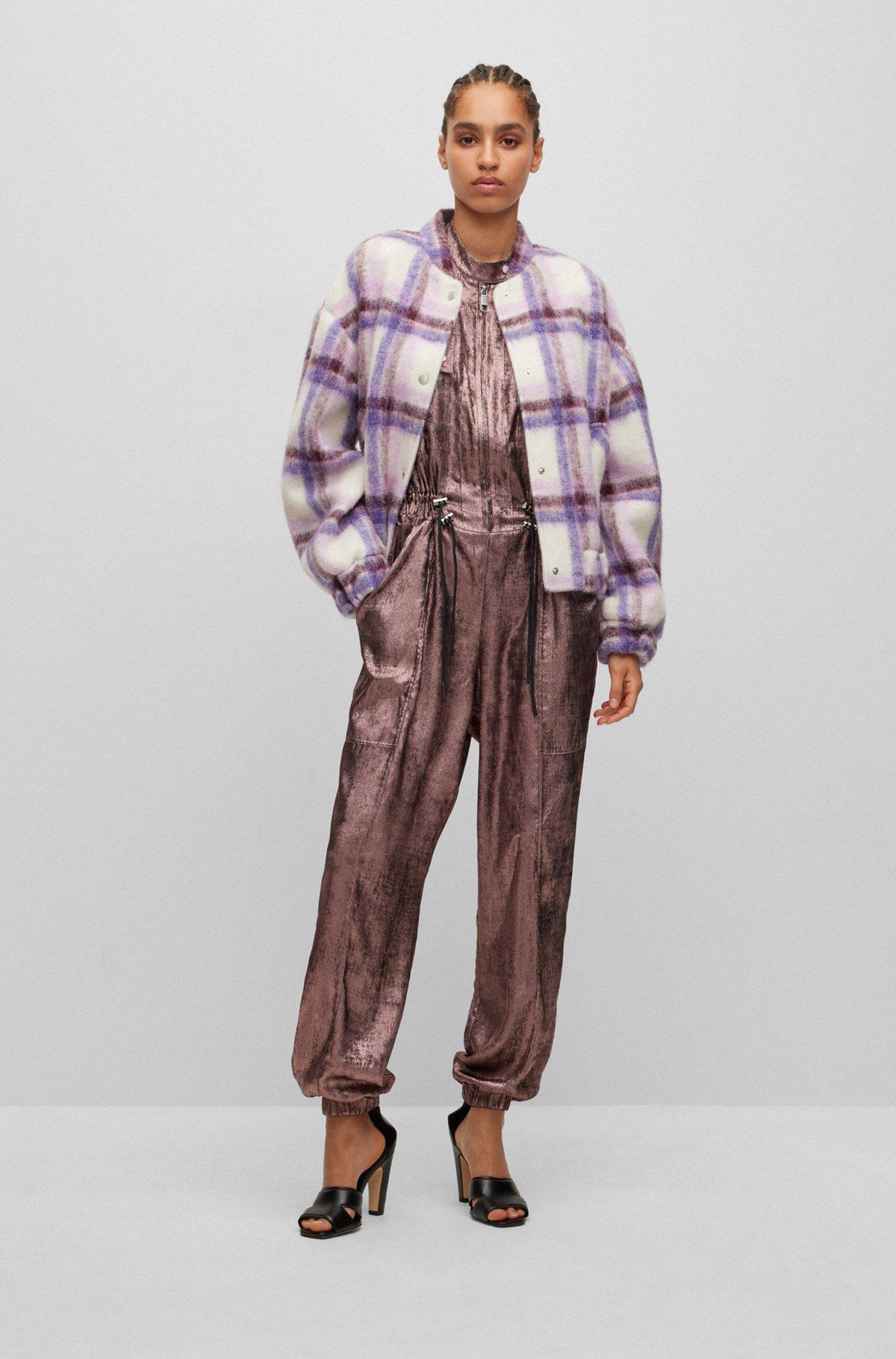 Relaxed-fit jumpsuit in metallic material with elastic waist Product Image
