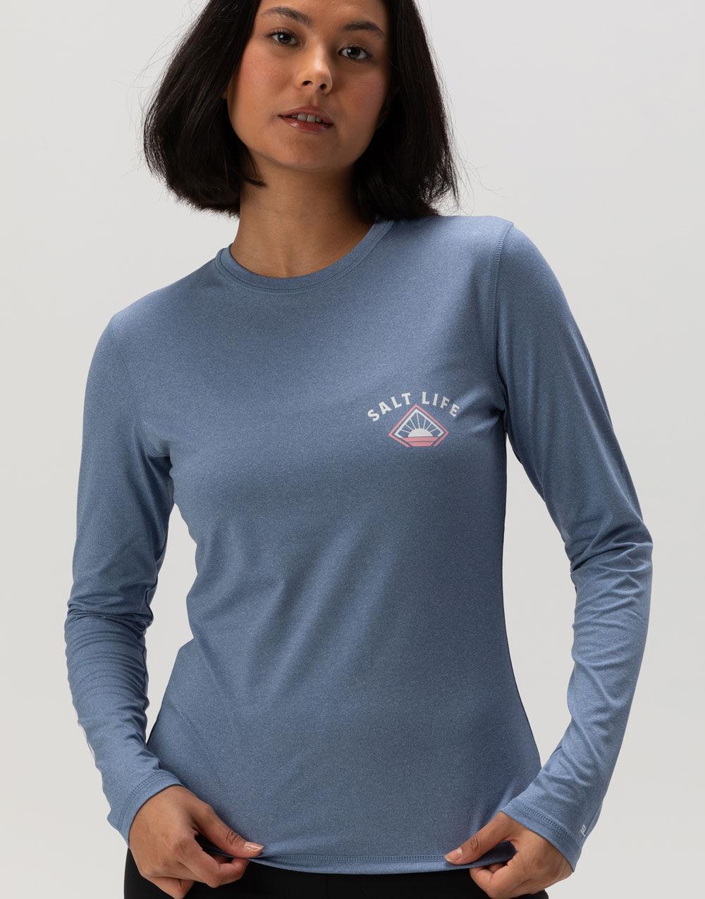SALT LIFE Sunlit Womens Long Sleeve Performance Tee - BLUE Product Image