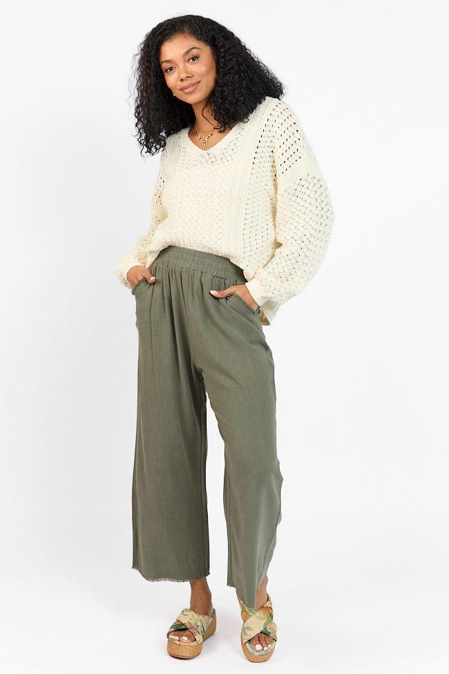 Look Your Best Olive Frayed Detail Ankle Length Pants FINAL SALE Product Image