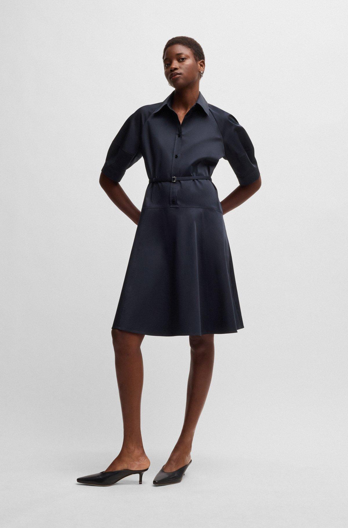 Shirt dress in stretch cotton with half placket Product Image
