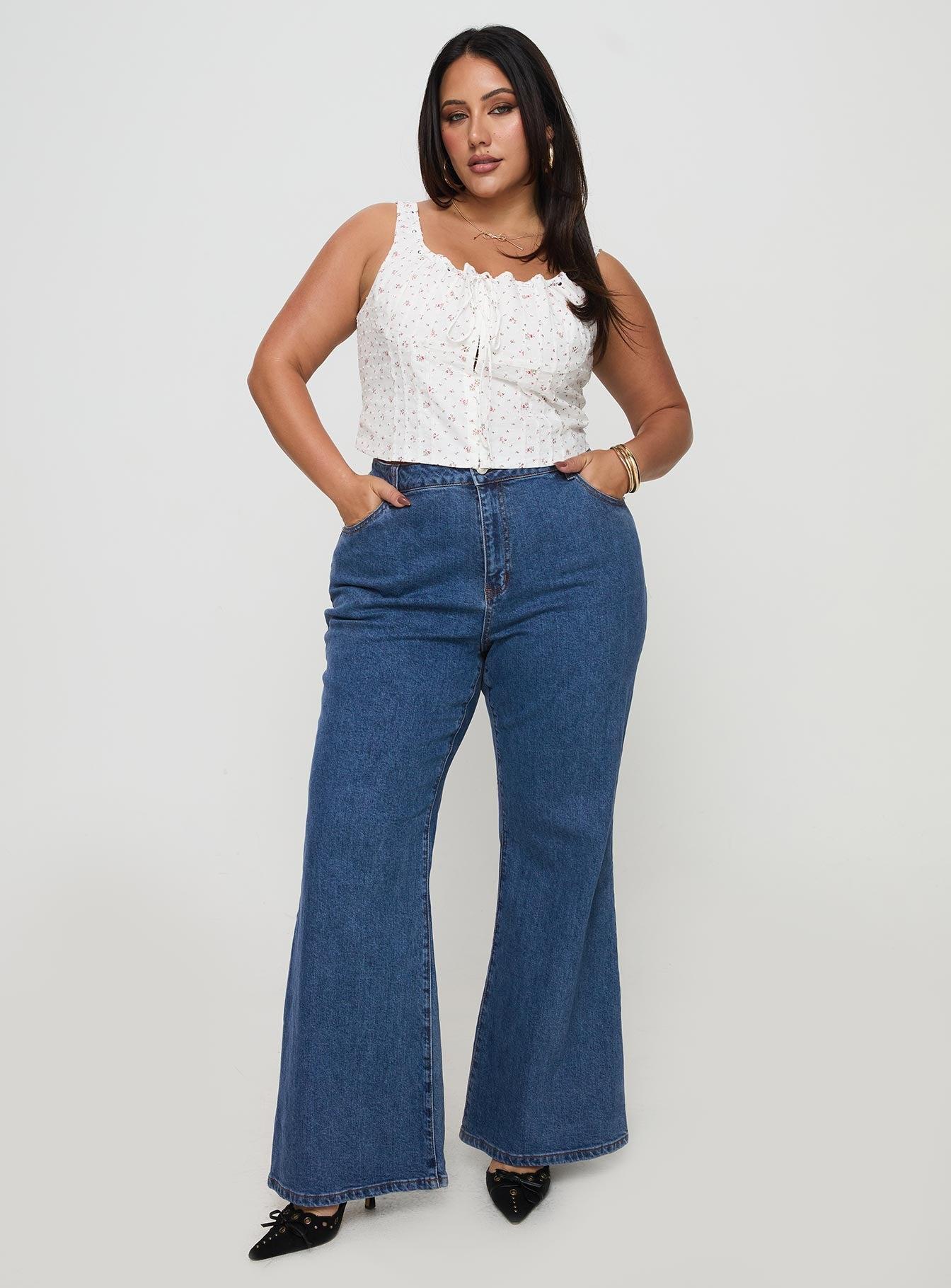 Lucille High Rise Flared Jeans Mid Wash Curve Product Image