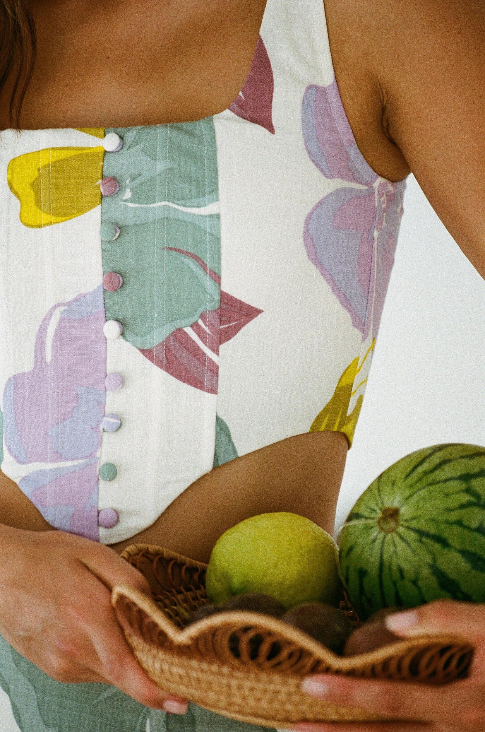 Oralia Top - Royal Floral Product Image