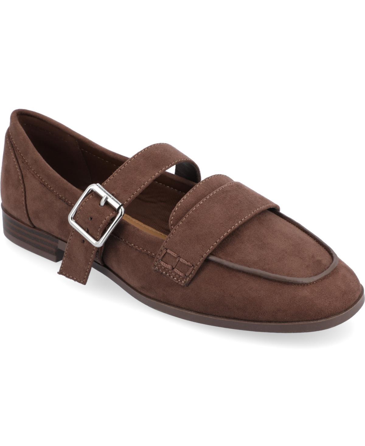 Womens Journee Collection Tru Comfort Foam Caspian Square Toe Loafer Flats Brown Suede Product Image