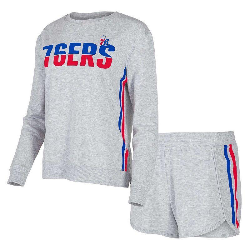 Women's Concepts Sport Gray Philadelphia 76ers Cedar Long Sleeve T-Shirt & Shorts Sleep Set, Size: XL, 76r Grey Product Image