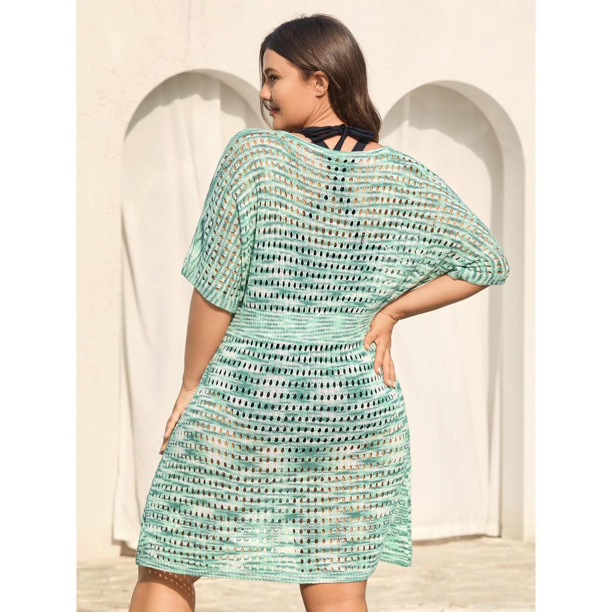 Plus Size Heather Button Detail Cut-Out Swim Cover-Up Women's Swimwear Mint Beach Loose Curve Swim Cover Ups BloomChic 18-20/2X Product Image