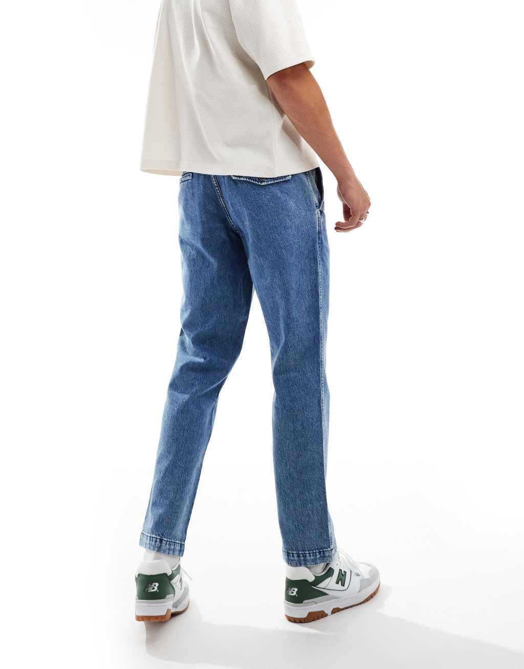 Levi's XX authentic straight denim pleated chinos in mid blue Product Image