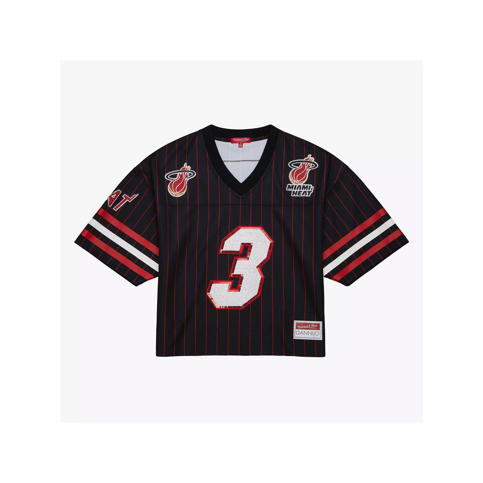 Women's Mitchell & Ness x DANNIJO Dwyane Wade Black Miami Heat Cropped Football Fashion Jersey, Size: Medium Product Image