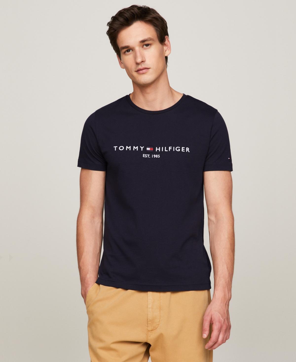 Tommy Hilfiger Mens Embroidered Logo Slim-Fit Crewneck T-Shirt Product Image