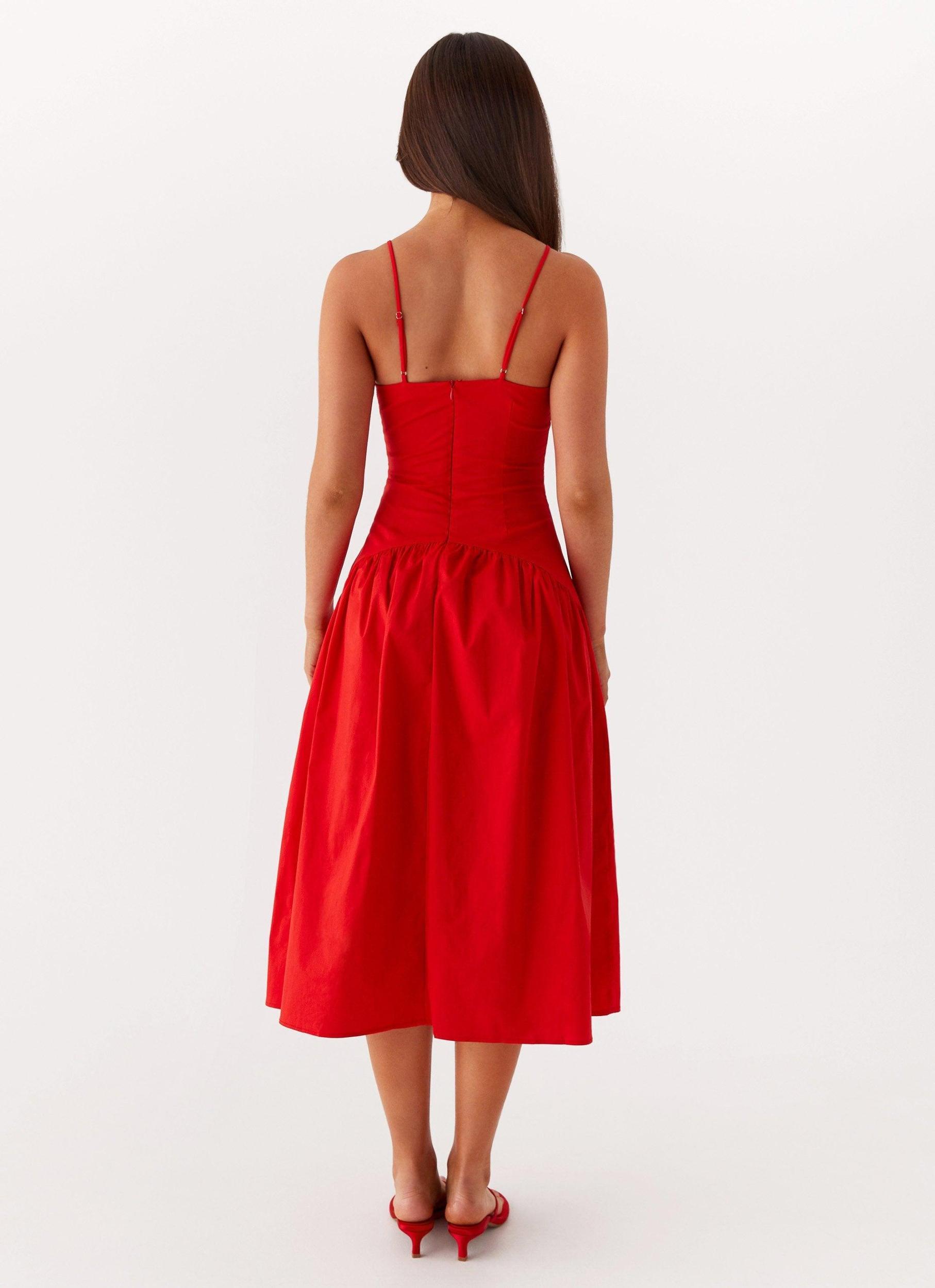 Yvette Corset Midi Dress - Red Product Image