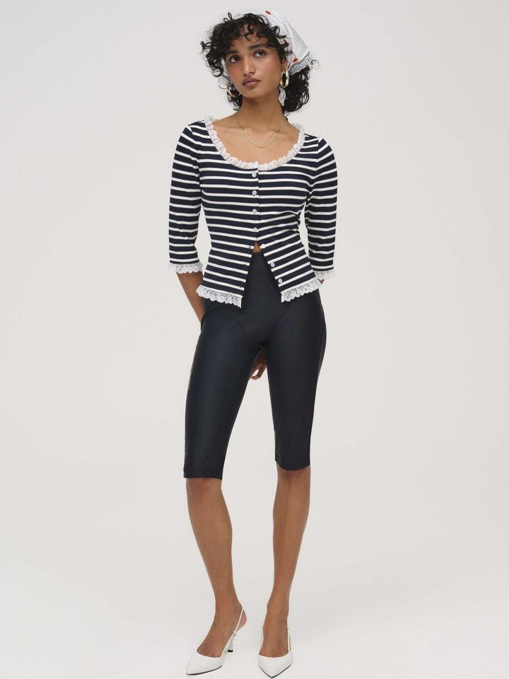 Suzette Stripe Cardigan — Black Product Image