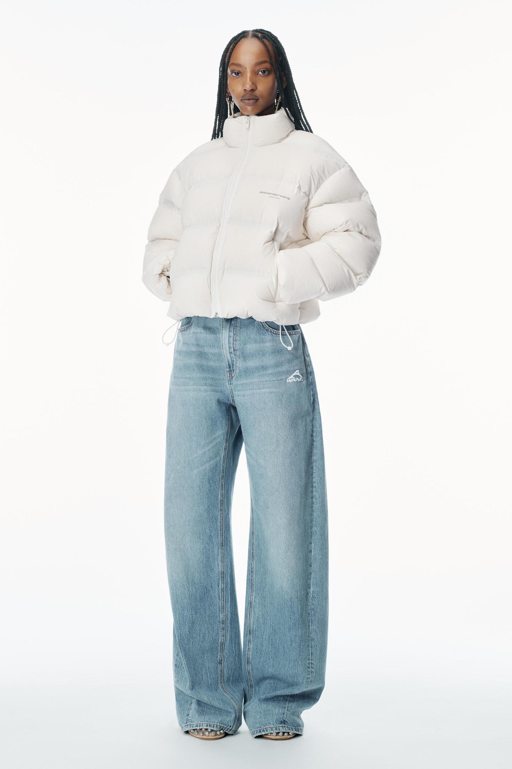 Cropped Puffer Coat With Reflective Logo Product Image