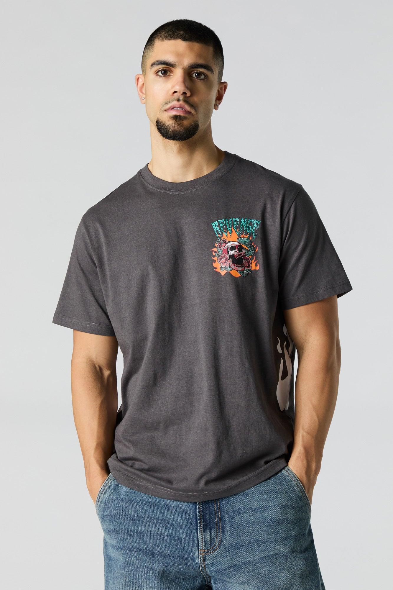 Revenge Graphic Rhinestone T-Shirt Male Product Image