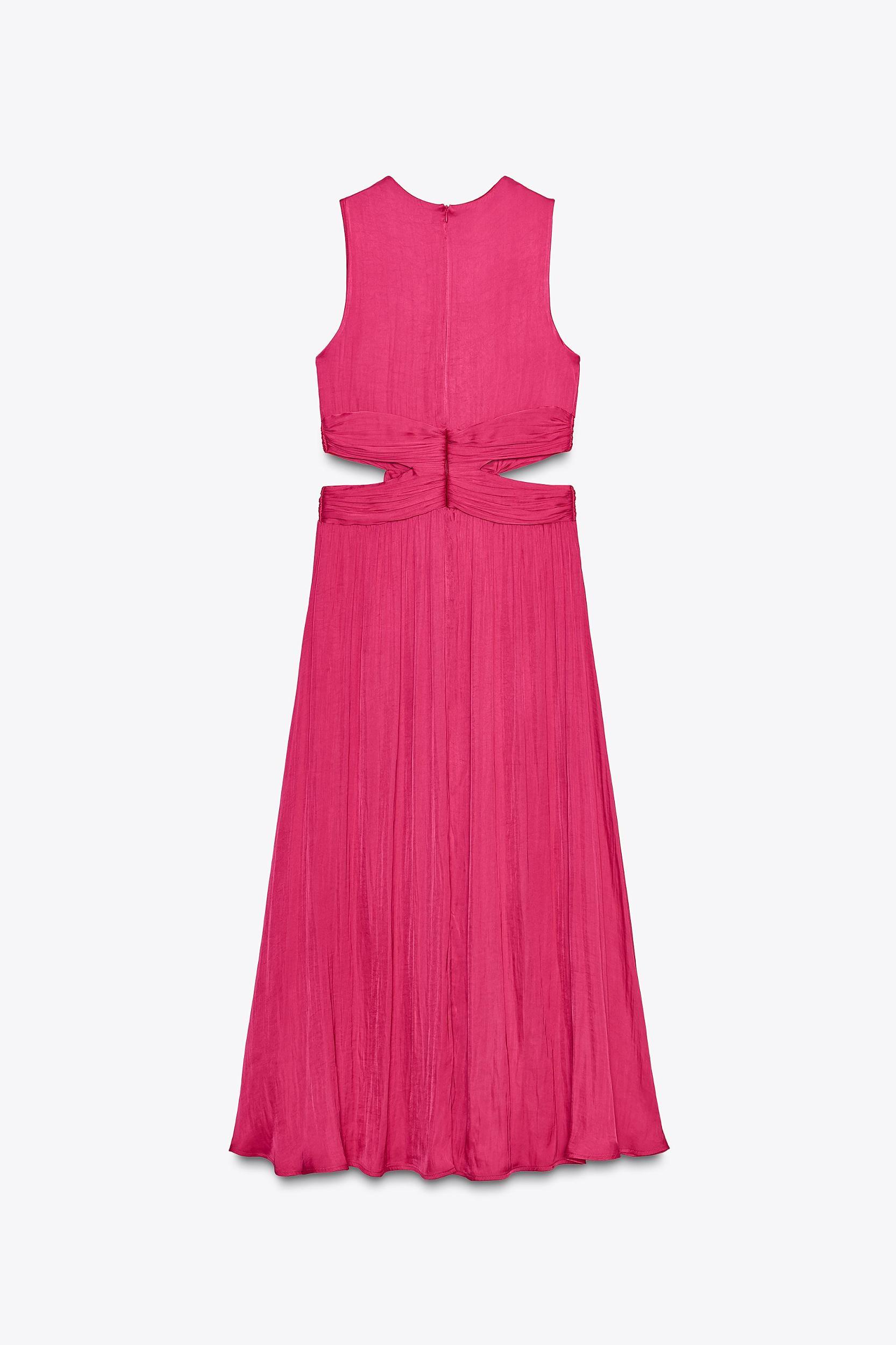 SATIN EFFECT CUT OUT MIDI DRESS Product Image