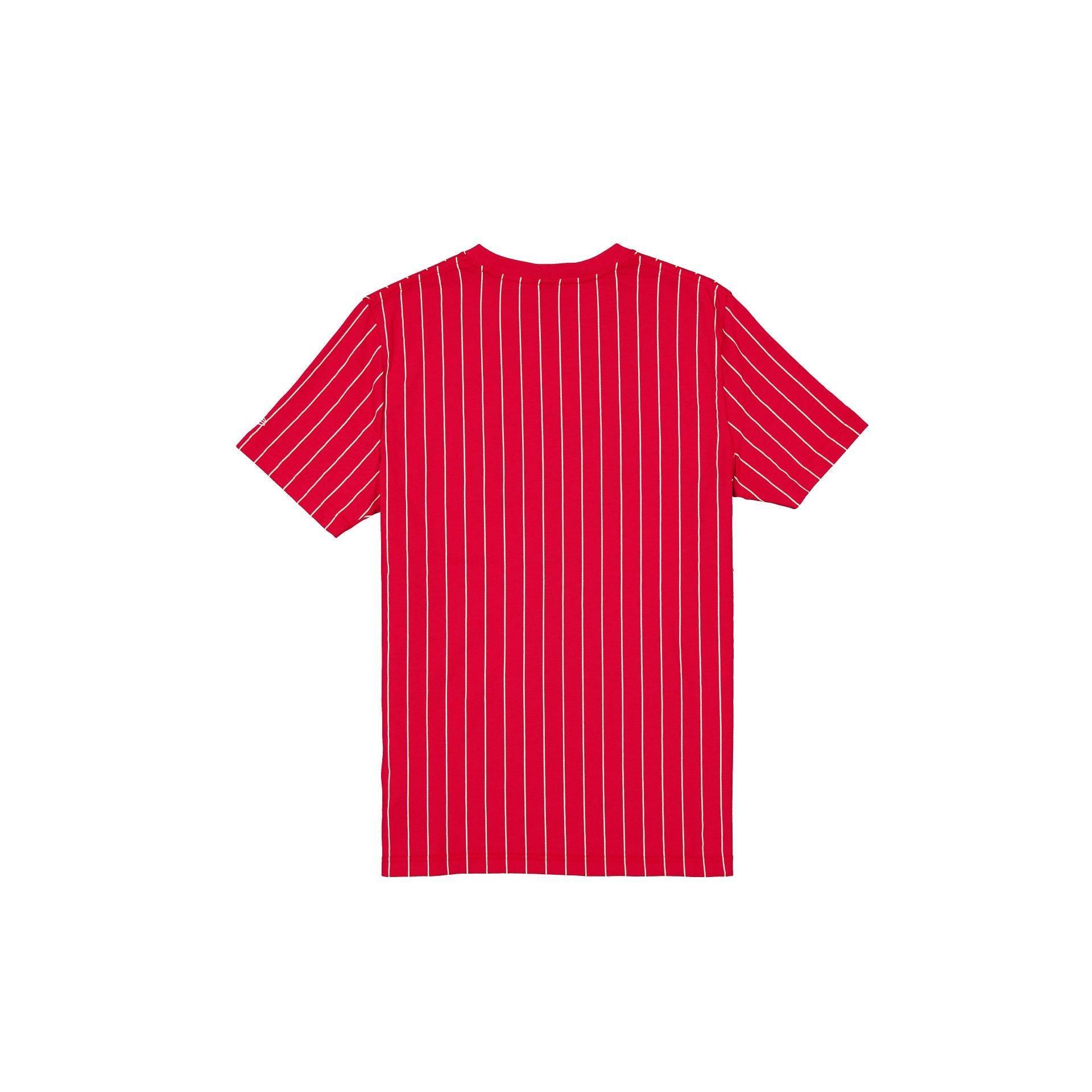 Cincinnati Reds Throwback Pinstripe Wordmark T-Shirt Male Product Image