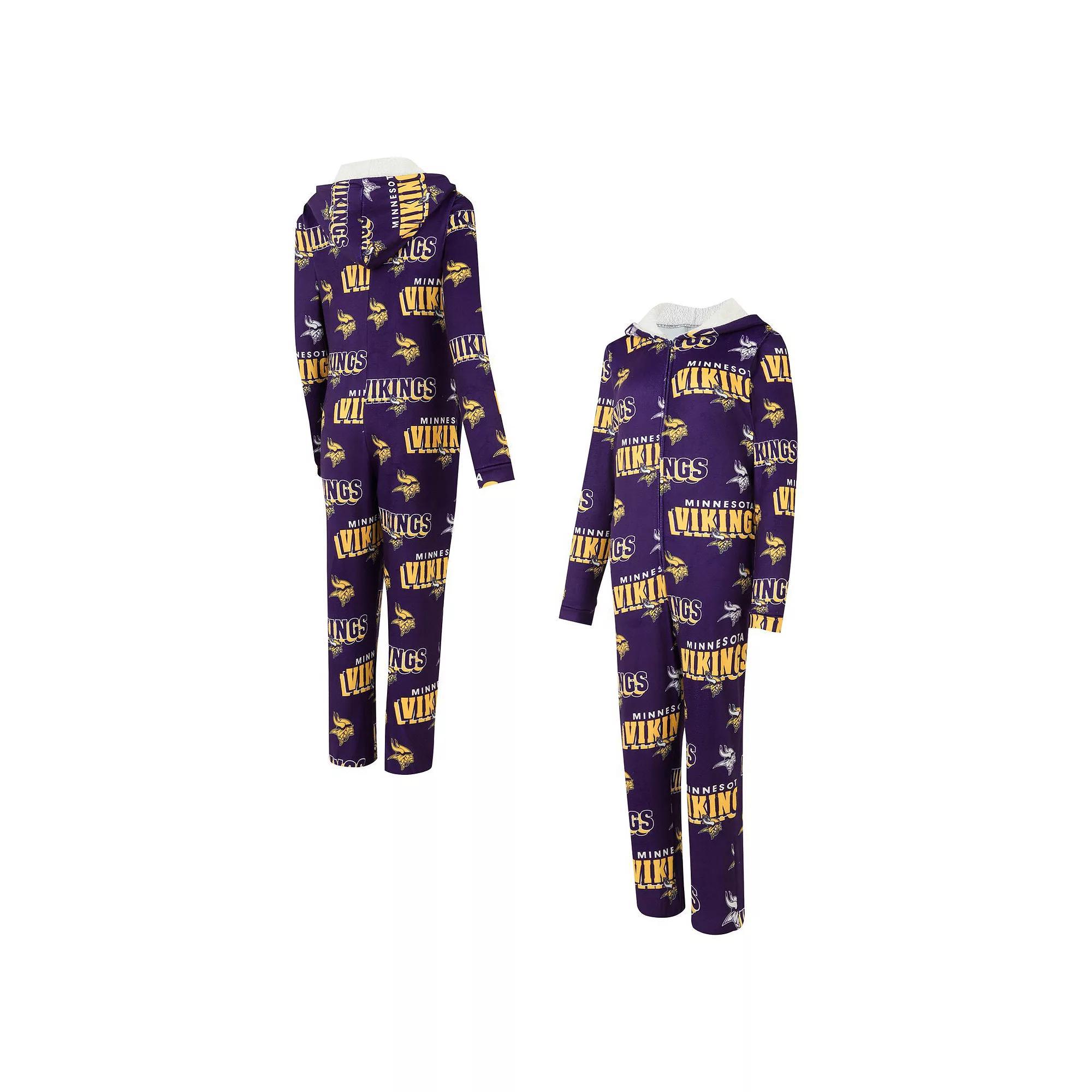 Women's Concepts Sport Purple Minnesota Vikings  Roadway Allover Print Microfleece Full-Zip Union Suit, Size: XL Product Image