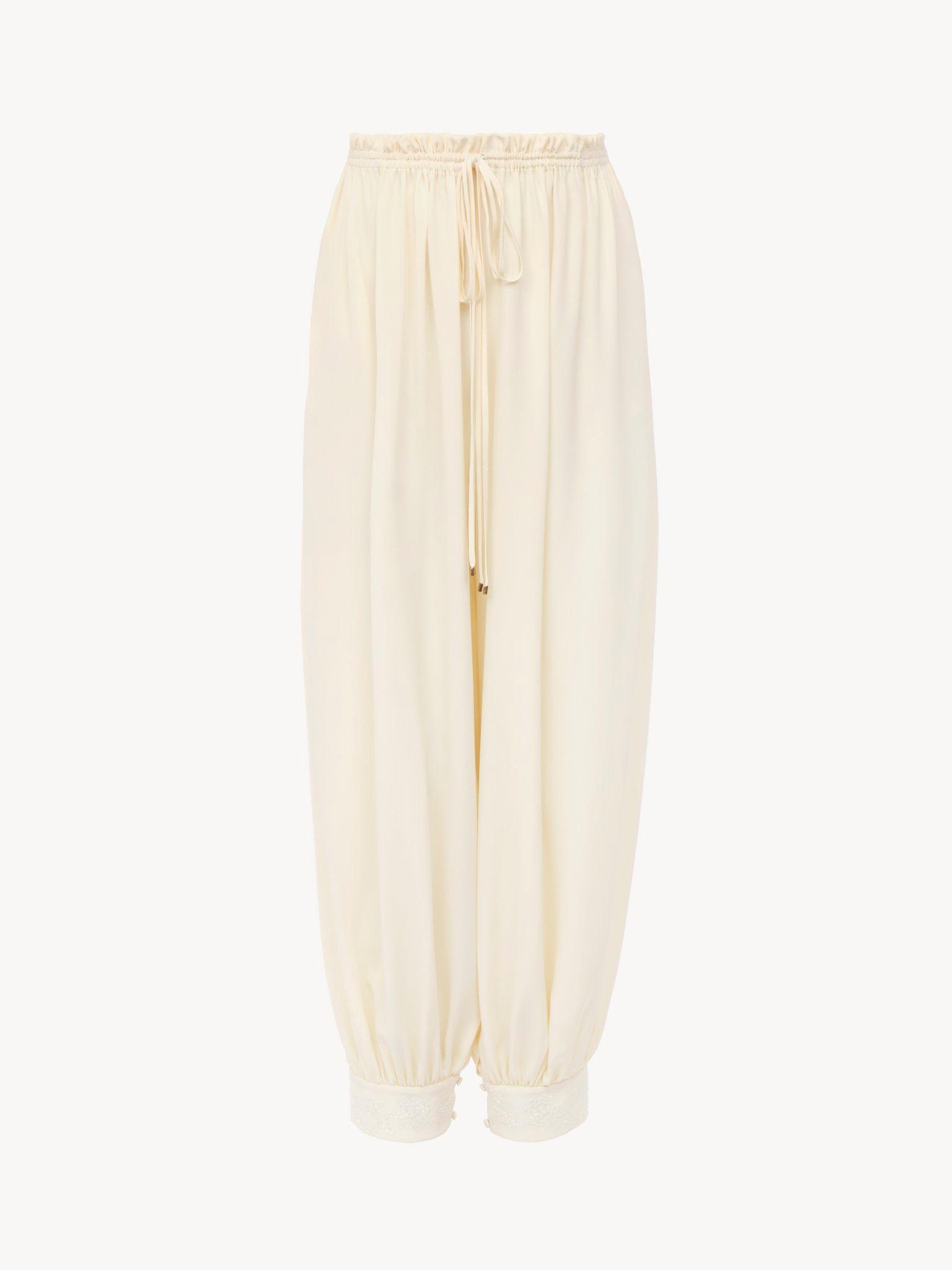 Cropped fluid pants in crêpe de chine Product Image