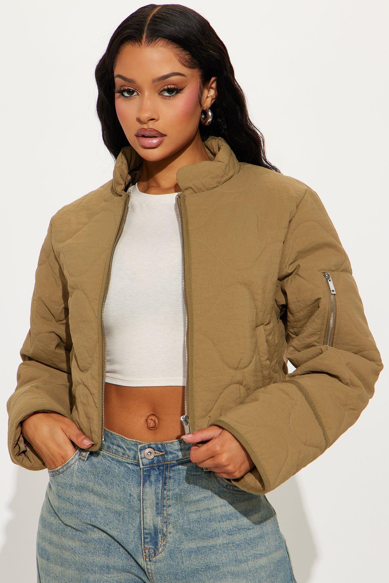 Chloe Quilted Lightweight Puffer Jacket - Khaki Product Image