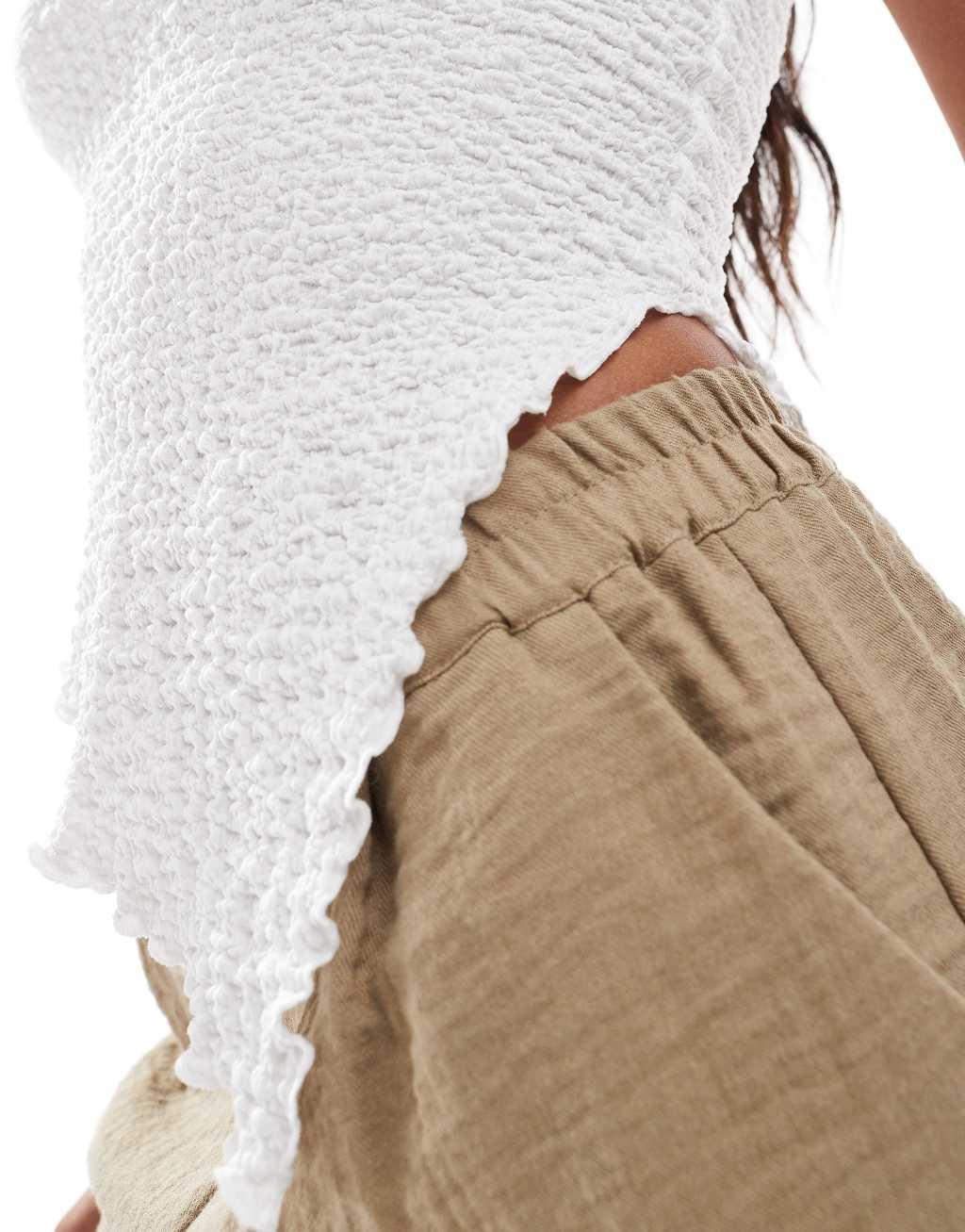 ASOS DESIGN textured bandeau top in ivory Product Image