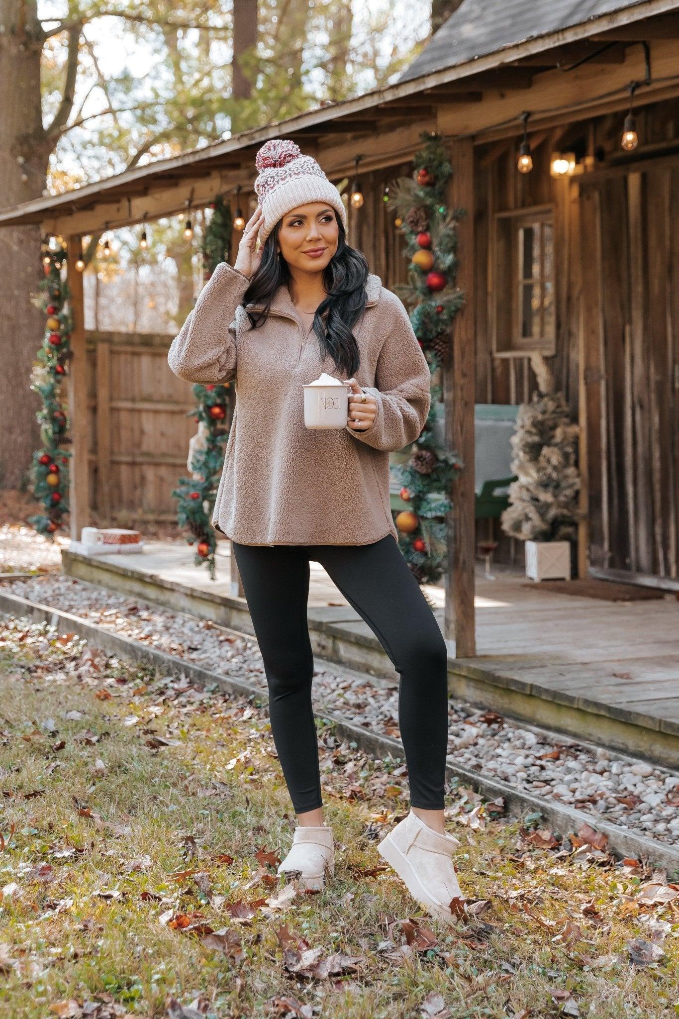 Mocha Sherpa Zip Up Jacket - FINAL SALE Female Product Image